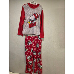 Kids Peanuts Snoopy Christmas Pajamas Size 10
